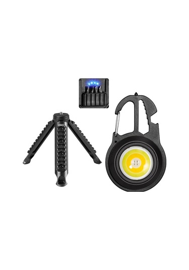 Cbtx W5137 Mini Cob Led El Feneri Anahtarlık Işığı - Siyah / Braket + 4 Tornavida Uçları