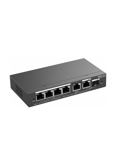 Ruıjıe 4port Rg-es206gs-p Gıgabıt 1-uplınk 1-sfp 54w Full Poe Cloud Yonetılebılır Desktop Swıtch