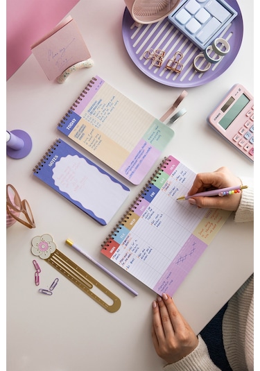 Haftalık Ve Günlük 3 Lü Masaüstü Süresiz Planlayıcı Set - Kurdele Kurdele
