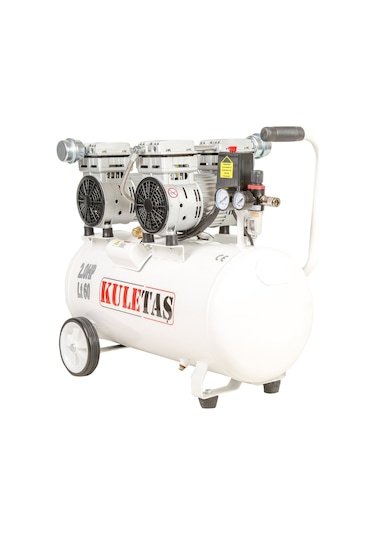 Kuletaş 2HP 8 Bar Süper Sessiz Yağsız Çift Motor Dişçi Hava Kompresörü 60 L