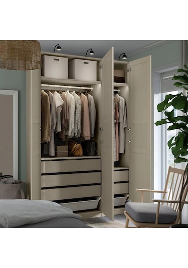 Ikea Gri Geniş Kapaklı Gardırop 150x60x236 Cm