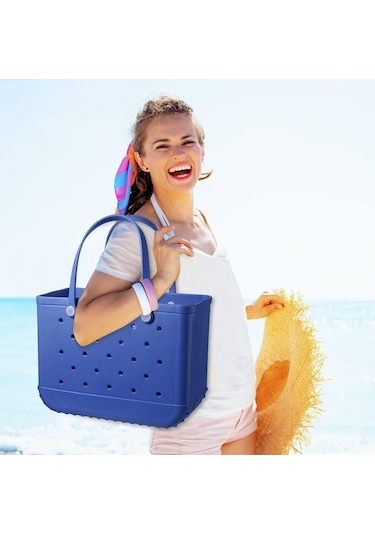 Dancemonkey Yıkanabilir Tote Taşınabilir Su Su Spor, Seyahat Plaj, Plaj Pazar Mavi Kum Kauçuk Geçirmez Geçirmez Eva Çantaları Çantaları Çanta Açık Ai Mavi