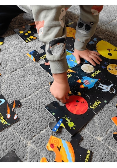 Doerkids Dev Gezegenler Puzzle Jumbo Yer Puzzle Eğitici Solar Sistem 24 Parça Gezegenler Eğitici Puzzle