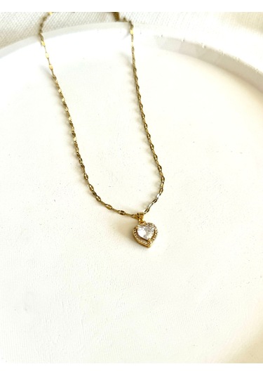Demokan Zirkon Taş Yıldız Zincir Kalp Kararmaz Kolye Altın Demokan Zirkon Taş Yıldız Zincir Kalp Kararmaz Kolye Altın