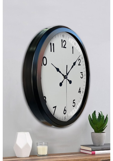Black Classic 52 Cm Metal Modern Ve Şık Duvar Saati Bronz