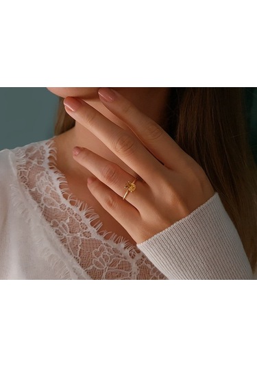 Sirius Oval Kesim Sitrin Tektaş Yüzük 0831R0013