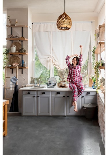 Naturel Potlu Perde Retro Krem