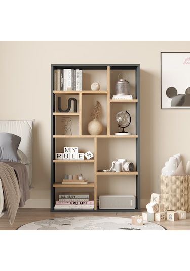 Robin Home Oscar Kitaplık 124cm Sepet-antrasit