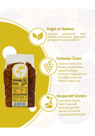 Sultaniye Kuru Üzüm 250 Gr Dört Adet