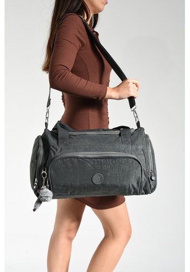 Unisex Kabin Boy Çapraz Askılı Omuz Çantası Seyehat Spor Çantası Hafif Klinkır Kumaş 40 25 Cm Gri