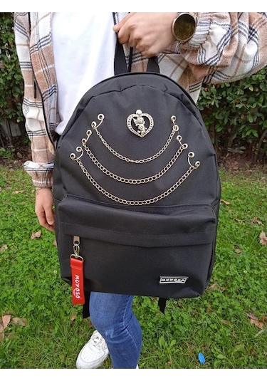 Shopiolog Zincirli Unisex Kore Model Sırt Çantası