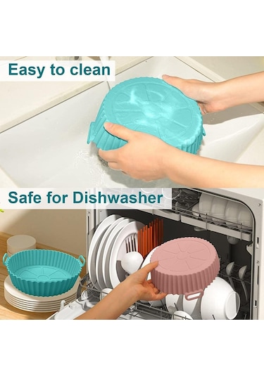 Gri 22/24 Cm Yuvarlak Silikon Hava Fritöz Pişirme Sepeti Astarı Airfryers  20 Cm