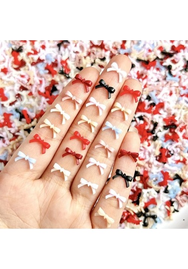 Flybuy Sevimli Yay Tırnak Charm 20 Adet Renkli Minik Yaylar Tırnak Sanatı Dz941-02