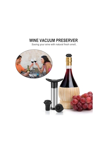 Kırmızı Şarap Tazelik Koruyucu Vakum Pompası 6 Silikon Tıpa