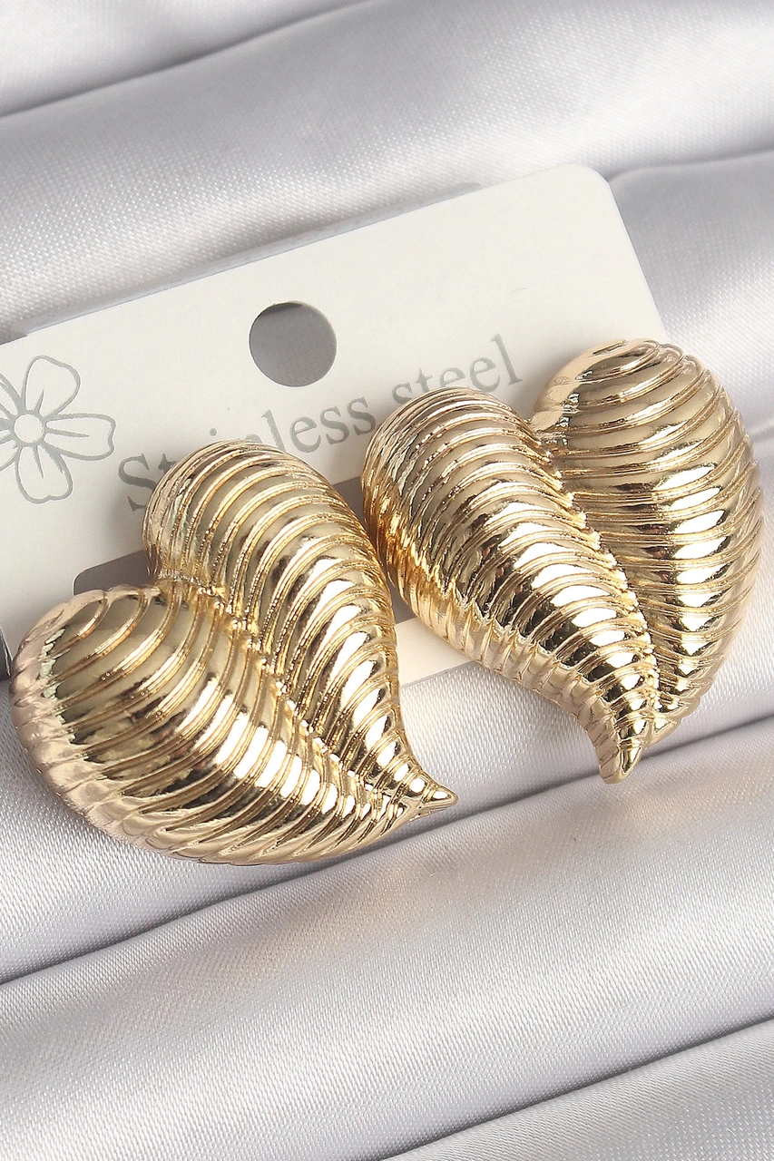 Dodes Dodes Pirinç Gold Renk İşlemeli Bomba Kalp Model Kadın Küpe Tg27bkp10260 Çok Renkli