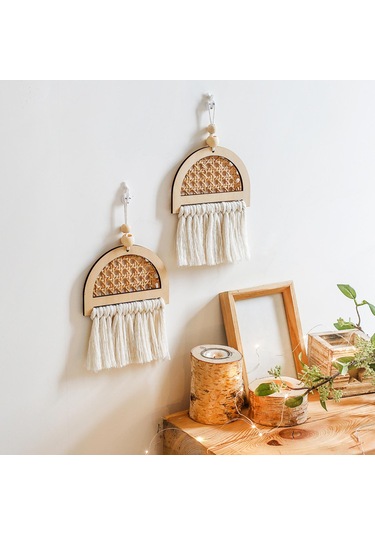 Homyl Kreş Odası Için Püsküllü Bambu Dokuma Duvar Asma Kolye