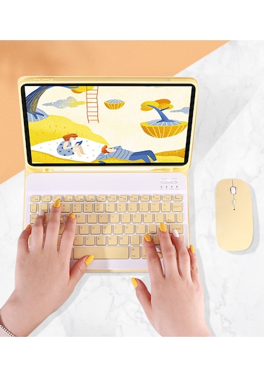 Xindoker 2021 İpad Pro 11 İnç Çift Modlu Kablosuz Klavye Kılıfı - Mor Deri Kasa Ve Şarj Özellikli