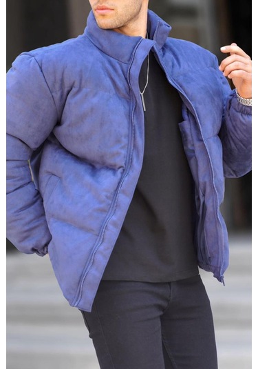 Madmext Lacivert Nubuk Erkek Şişme Mont 6802-lacivert Lacivert