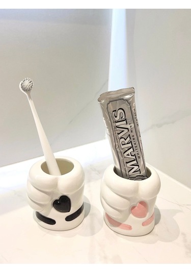 Banyo Sabunluk Seramik Kedi Paw Losyon Dispenseri Basın Tipi El Bej - Sarı