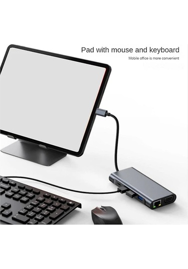 Pl 11'i 1 Arada Usb-c Yuvası, Usb Hub 3.0, Ayırıcı, Çoklu Bağlantı Noktası Adaptörü, 4k Uyumlu, Rj45, Sd/tf, Vga, Pd, Ses