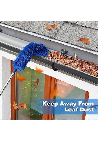 Oluk Temizleme Fırçası Çatı Aleti 8.2 Ayak Uzatılabilir Teleskopik Direk Kolay Çıkarılabilir Temizleme Aleti, Mavi