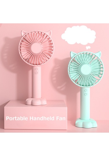 Folinda Mavi Elden Tutulan Mini Fan: 3 Seviye Hız Ayarı, Hafif Taşınabilir, Düşük Gürültü Ve Işıklı Ambiyans Işığı Mavi