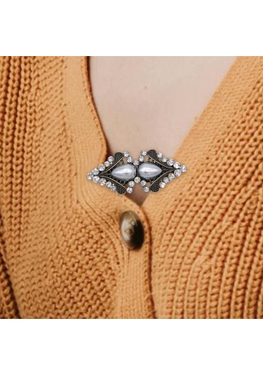 Homyl Kazak Şal Ördek Ağız Klipsi Hırka Yaka Ceketler Antik Bronz Çok Renkli