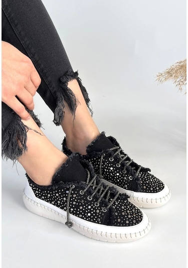 Guja Siyah Kot Bağcıklı Spor Ayakkabı Siyah