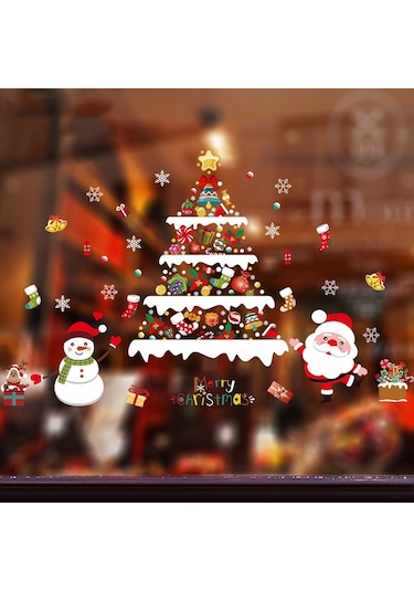 Noel Dekorasyon Çıkartmaları Sahne Düzeni Pencere Statik Çıkartmalar 60x90cm