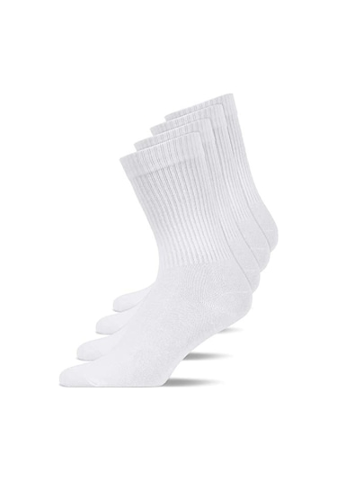 Düz Beyaz Unisex Tenis Çorap 6'lı Beyaz