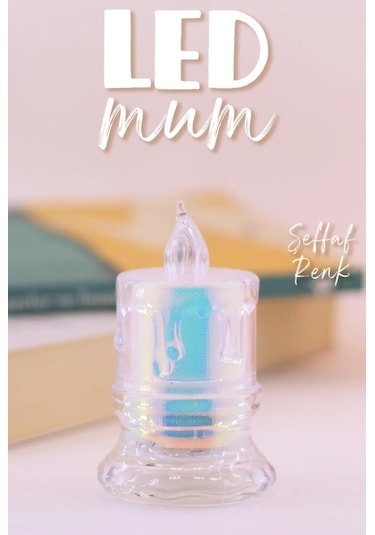 3 Adet Led Mum Simli Tipi Pil Dahil Dumansız Alev Ledli Yapay Dekoratif Mum Işığı Orta Pt421 ŞEFFAF