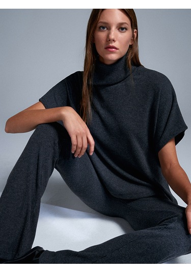 Dilvin 71910 Yüksek Bel Örme Pantolon-antrasit Antrasit