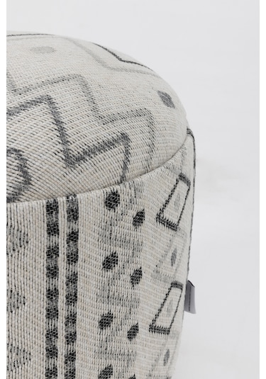 Bliss Gri Etnik Desenli Krem Puf 45 X H 42 Cm 4280 Gri