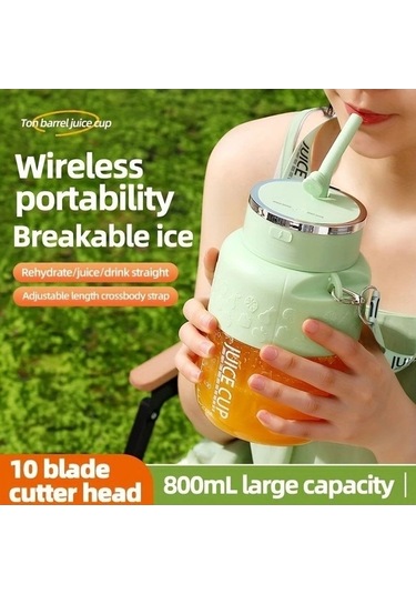 Fastbuy Yeşil Sinuoshop Büyük Kapasiteli Taşınabilir 1300mah Usb Şarjlı 18000 Rpm Elektrikli Sıkma Bardağı Yeşil