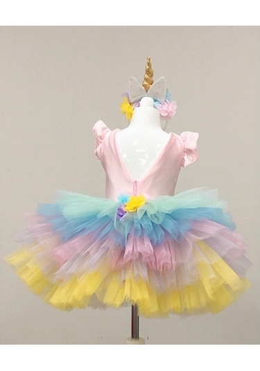 Unicorn Model Kız Çocuk Bebek Abiye Elbise Kostüm (369035771)