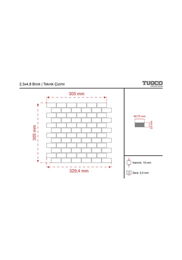 Tuqco Dogal Tas 2,3 X 4,8 Cm Brick Traverten Eskitme Mermer Mozaik