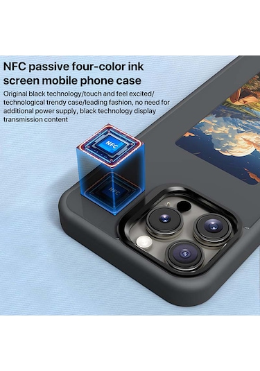 İphone Uyumlu 16 Pro Max İçin E-mürekkep Ekran Nfc Telefon Kılıfı Pembe