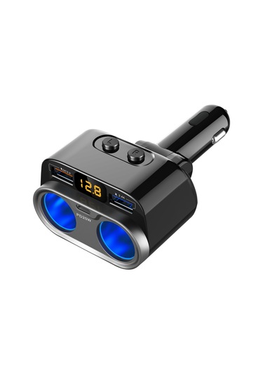 Springsun 150w Araç Şarj Cihazları Pd+qc3.0 Hızlı Şarj Adaptörü 2 Soketli Güç Ayırıcı 12-24v Led Voltaj Algılama Açma-kapama