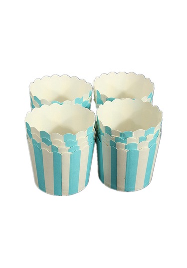 Sointeresting 50 X Cupcake Sarma Kağıdı Kek Kabı Pişirme Kapları Liner Muffin Tatlı Pişirme Kabı, Mavi Çizgili Mavi