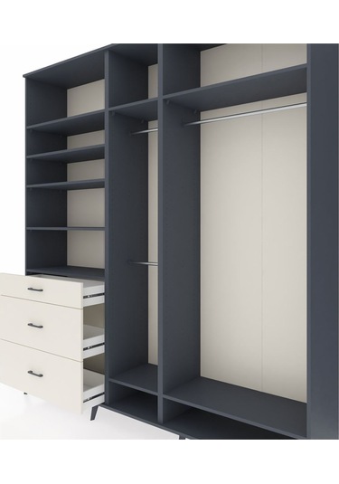 Hyperion Dolap 9 Raflı 3 Çekmeceli 3 Askılı 220x44x243 Antrasit-antrasit/aytaşı Antrasıt/aytası Hyperion Dolap 9 Raflı 3 Çekmeceli 3 Askılı 220x44x243 Antrasit-antrasit/aytaşı Antrasıt/aytası