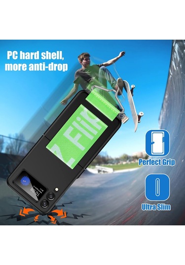 Samsung Galaxy Z Flip 3 Mavi İçin Standlı Silikon Kılıf Çok Renkli