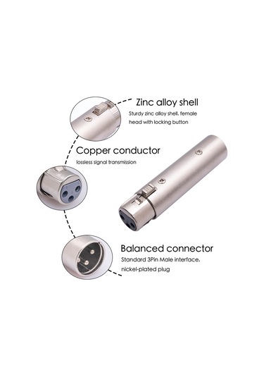 Neevoyu 2 Adet Xlr Erkek-dişi Adaptör, Zink Alaşımlı Kasa, Mikrofon Ve Ses Ekipmanı Kablolarını Uzatmak İçin Tam Dengeli Ses Konvertörü
