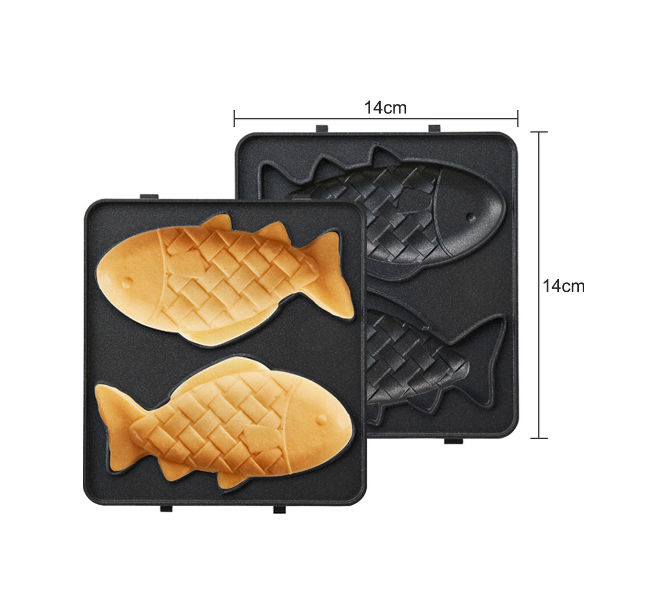 Youmex 14x14cm F Tipi Waffle Tepsisi - H34031 Waffle Makinesi İçin Özel - Anti Yapışkan Kaplama Siyah