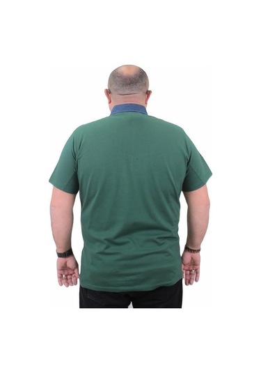 Starbattal Büyük Beden Polo Kot Yaka Tişört 23420 Neftı-Neftı Yeşil
