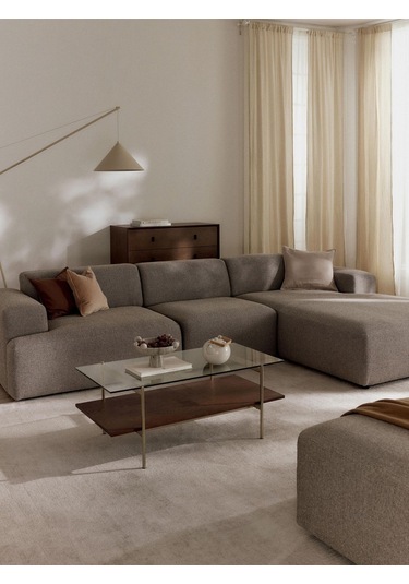 Most Mollista 3 Modül Sağ Köşe Koltuk 10 Kahverengi Keten Kumaş Yumuşak Sünger Evinize Teslim Kahverengi Sağ