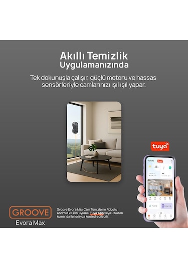 Groove Evora Max 2 Ultrasonik Spreyli Cam Silme Robotu