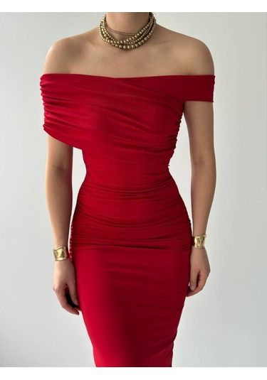 Dron Straplez Elbise Altın