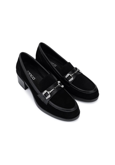 Tamer Tanca Kadın Hakiki Deri Siyah Süet Makosen Ayakkabı 488 1385 Bn Ayk Sk25-26 Syh Suet/dr Siyah