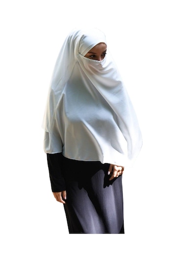 Melodi Scarf Kadın Tesettür Sufle Khimar Peçeli Üç Katlı Şifon Şal Ekru Ekru