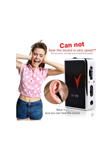 Mini Taşınabilir İşitme Cihazları Ses Amplifikatörü 8 Seviye Ses Kontrolü Pillerle Çalışan